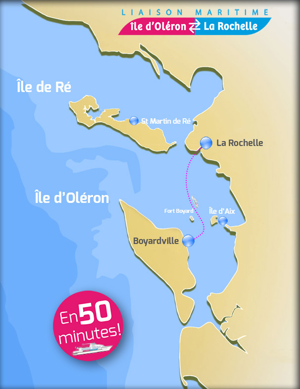 Carte traversée en bateau île Oléron La Rochelle